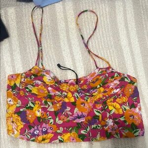 Zara floral Pink bustier Spaghetti Strap Top